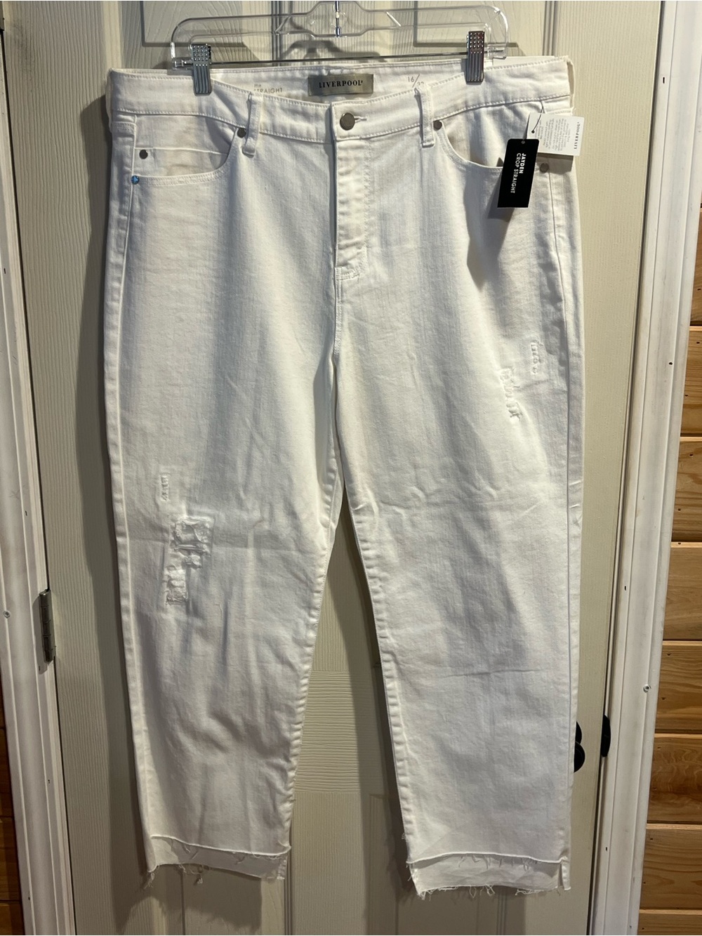 Liverpool Women's White Relaxed Distressed Jeans